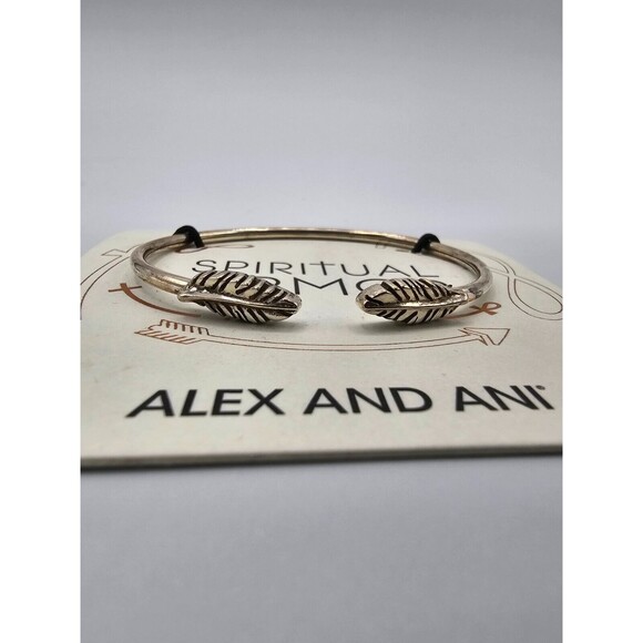 New w/ Tag Alex and Ani Spiritual Armor Silver "Feather" Bracelet MSRP: $98.00 - Picture 1 of 4